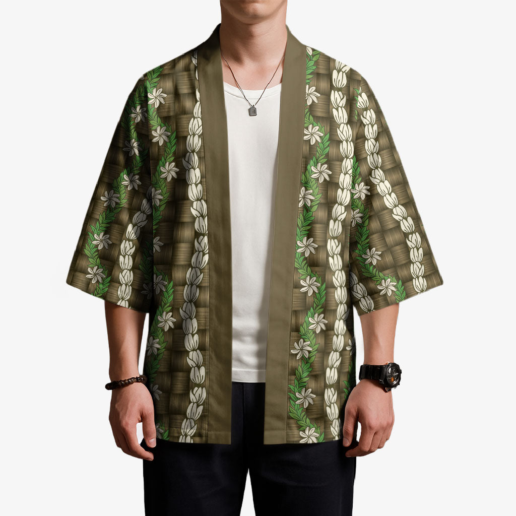 Pikake Maile Tiare Lei Kimono Natural Lauhala Pattern