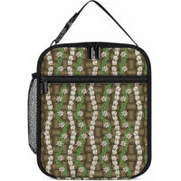 Pikake Maile Tiare Lei Lunch Bag Natural Lauhala Pattern LT01 10.2 × 8.3 × 4.3 inch Brown - Polynesian Pride