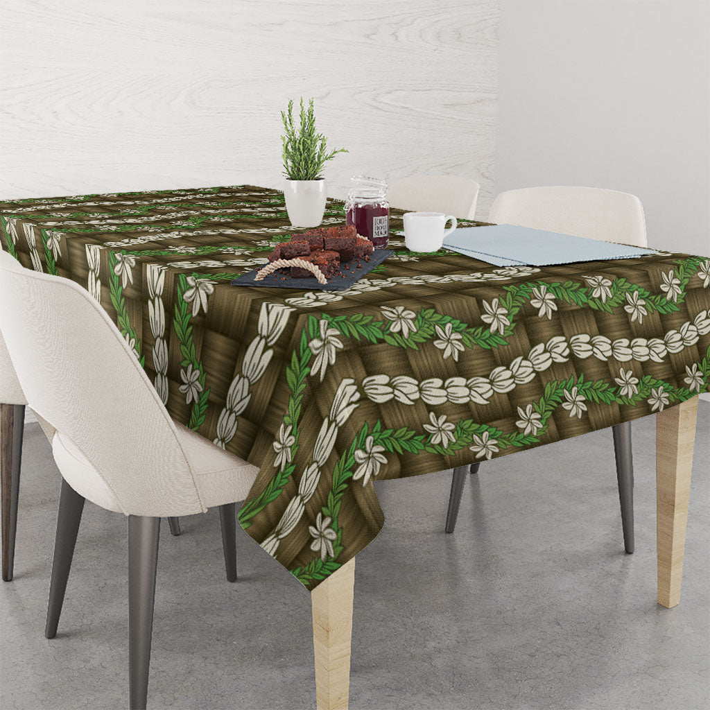 Pikake Maile Tiare Lei Tablecloth Natural Lauhala Pattern