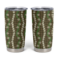 Pikake Maile Tiare Lei Tumbler Cup Natural Lauhala Pattern