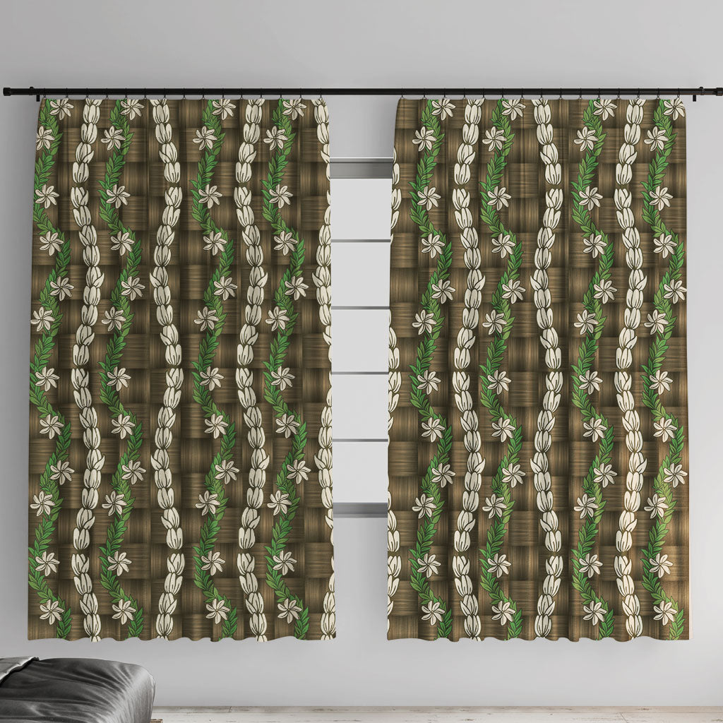 Pikake Maile Tiare Lei Window Curtain Natural Lauhala Pattern