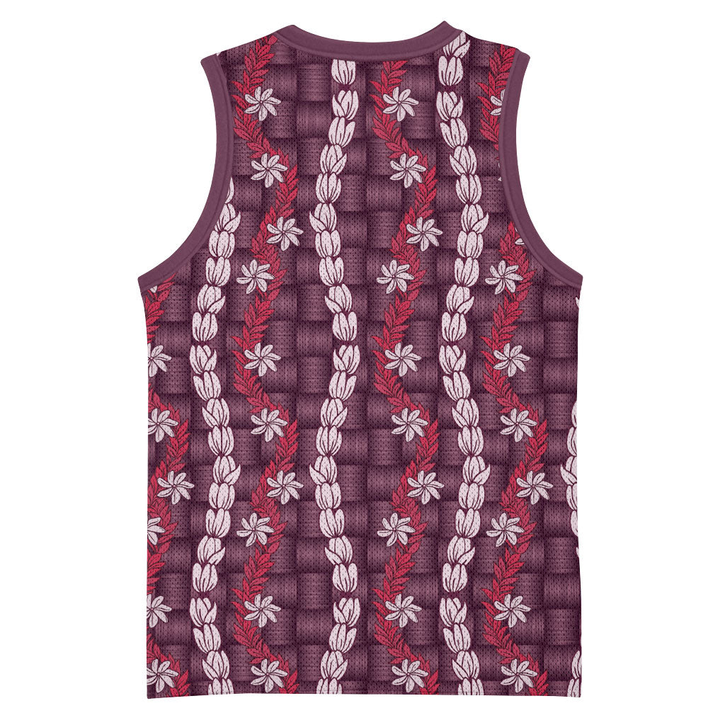 Pikake Maile Tiare Lei Basketball Jersey Akala Lauhala Pattern