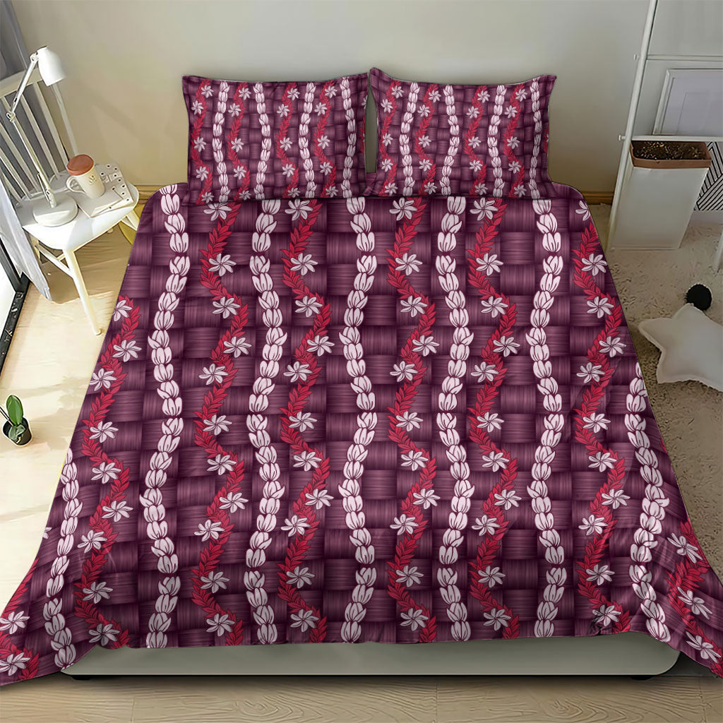 Pikake Maile Tiare Lei Bedding Set Akala Lauhala Pattern