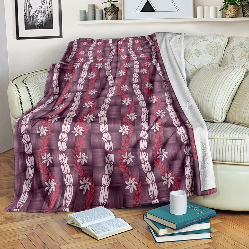 Pikake Maile Tiare Lei Blanket Akala Lauhala Pattern LT01 Pink - Polynesian Pride