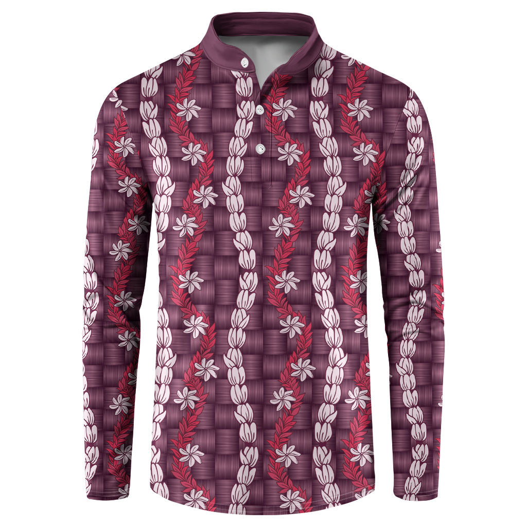 Pikake Maile Tiare Lei Button Sweatshirt Akala Lauhala Pattern