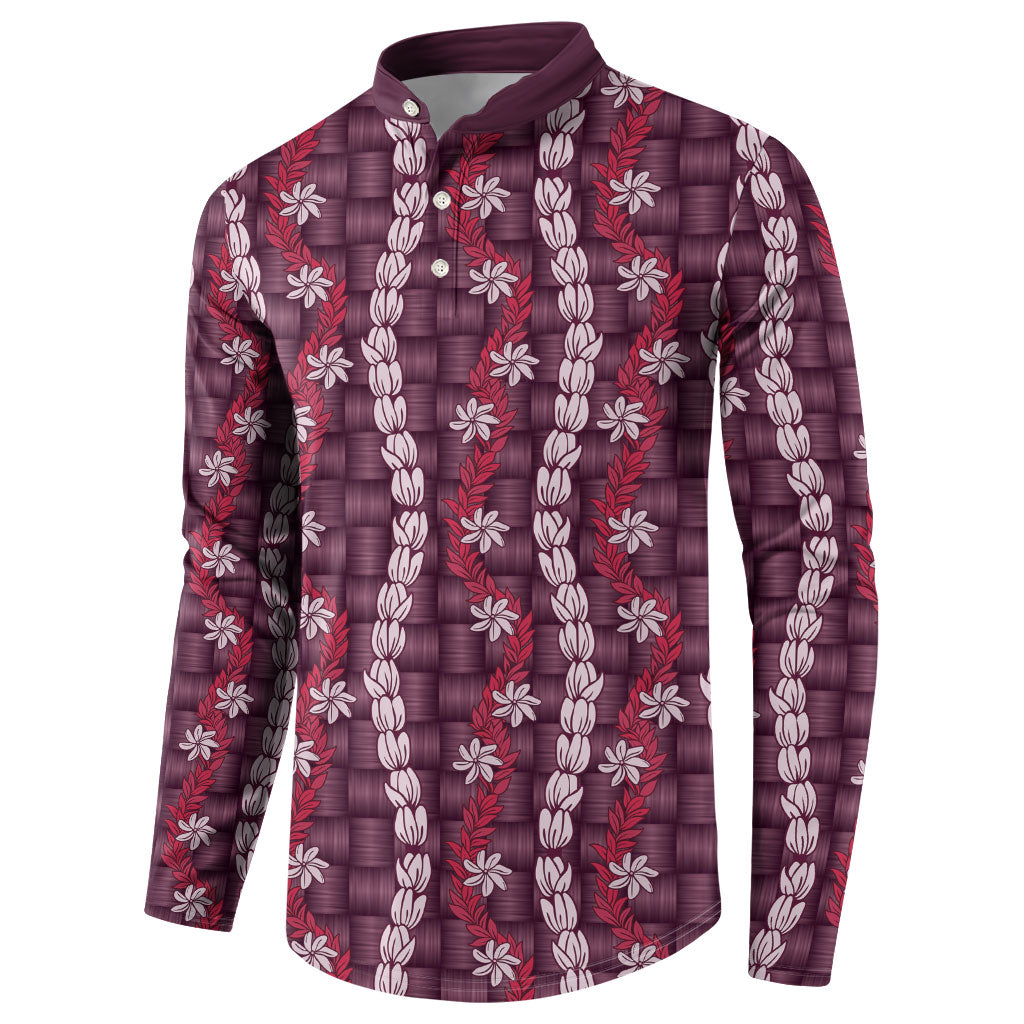 Pikake Maile Tiare Lei Button Sweatshirt Akala Lauhala Pattern