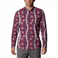 Pikake Maile Tiare Lei Button Sweatshirt Akala Lauhala Pattern