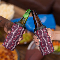 Pikake Maile Tiare Lei 4 in 1 Can Cooler Tumbler Akala Lauhala Pattern
