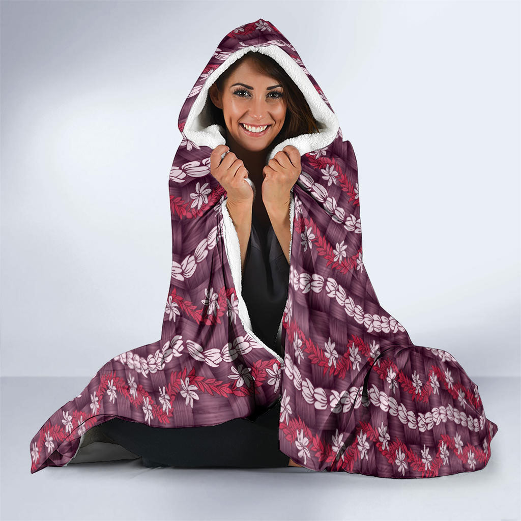 Pikake Maile Tiare Lei Hooded Blanket Akala Lauhala Pattern