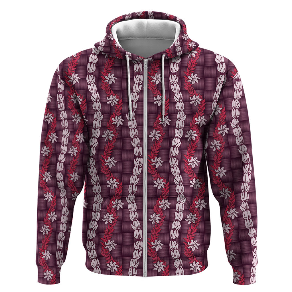 Pikake Maile Tiare Lei Hoodie Akala Lauhala Pattern