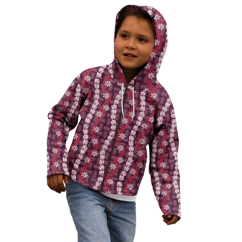 Pikake Maile Tiare Lei Kid Hoodie Akala Lauhala Pattern