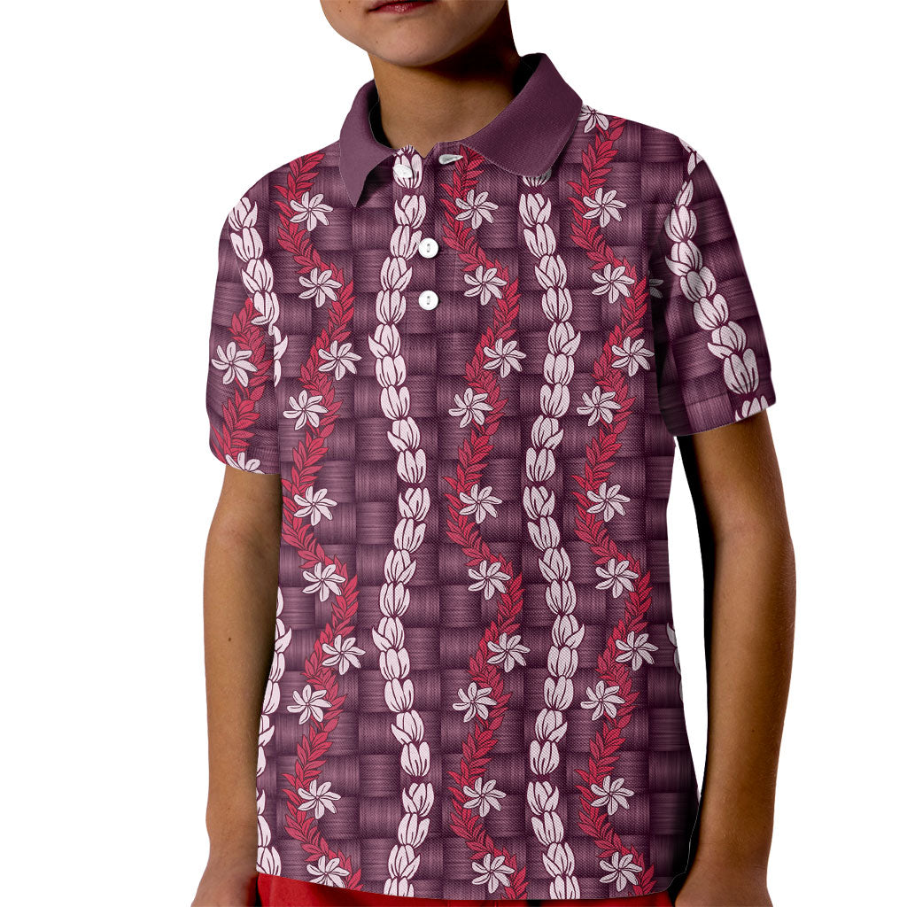Pikake Maile Tiare Lei Kid Polo Shirt Akala Lauhala Pattern