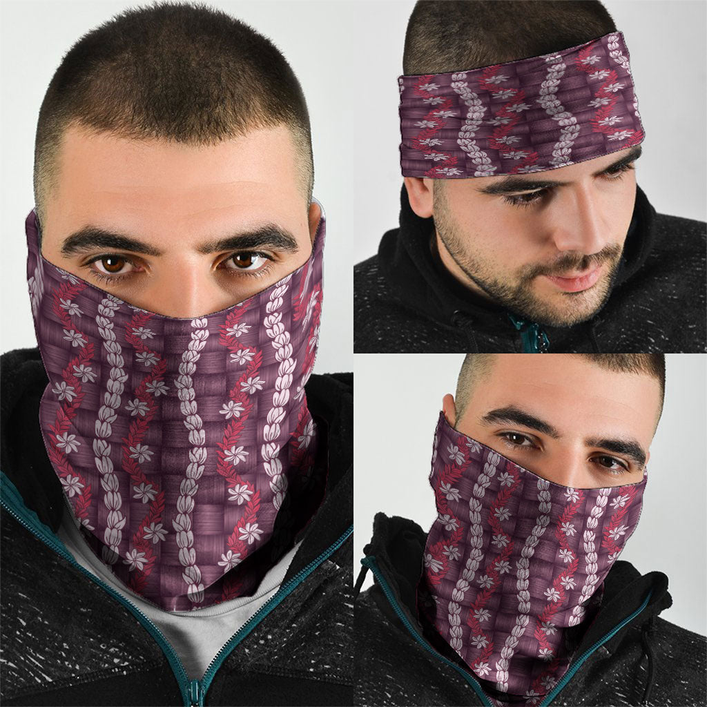 Pikake Maile Tiare Lei Neck Gaiter Akala Lauhala Pattern