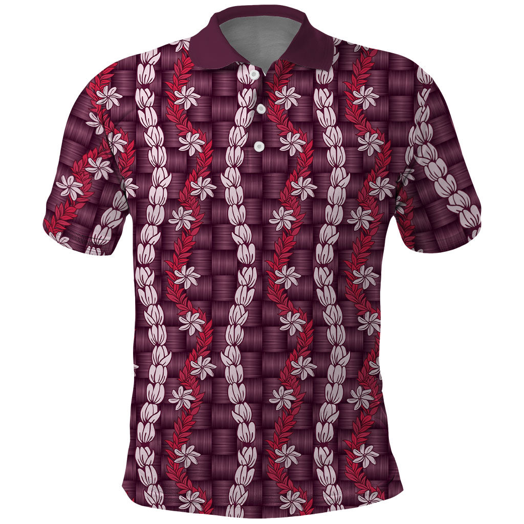 Pikake Maile Tiare Lei Polo Shirt Akala Lauhala Pattern