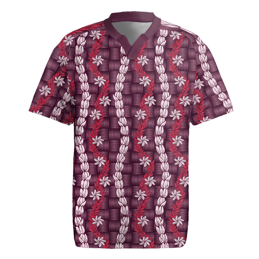 Pikake Maile Tiare Lei Rugby Jersey Akala Lauhala Pattern