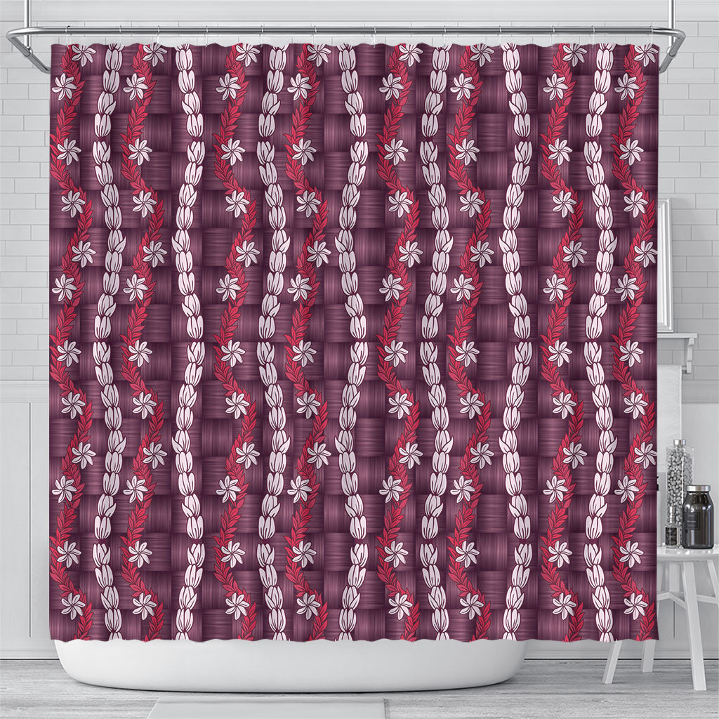Pikake Maile Tiare Lei Shower Curtain Akala Lauhala Pattern