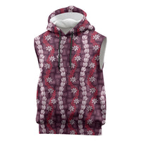 Pikake Maile Tiare Lei Sleeveless Hoodie Akala Lauhala Pattern