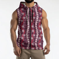 Pikake Maile Tiare Lei Sleeveless Zip Hoodie Akala Lauhala Pattern