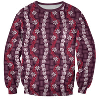 Pikake Maile Tiare Lei Sweatshirt Akala Lauhala Pattern