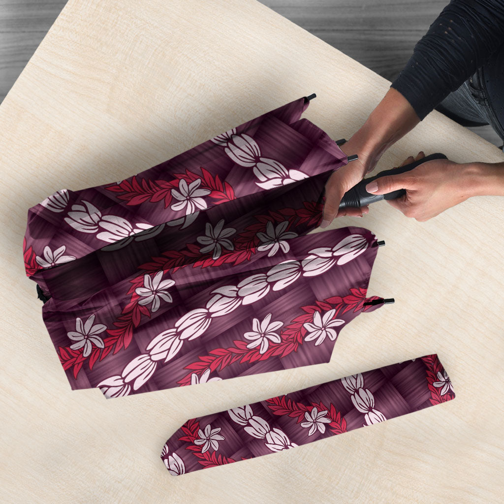 Pikake Maile Tiare Lei Umbrella Akala Lauhala Pattern