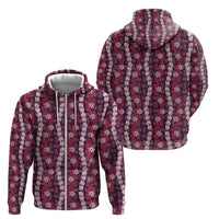 Pikake Maile Tiare Lei Zip Hoodie Akala Lauhala Pattern