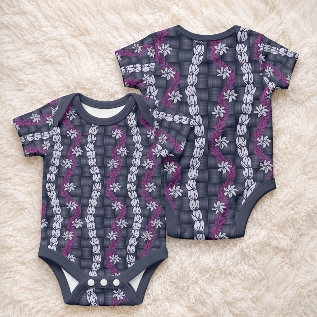 Pikake Maile Tiare Lei Baby Onesie Poni Lauhala Pattern LT01 - Polynesian Pride