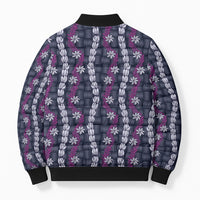 Pikake Maile Tiare Lei Bomber Puffer Jacket Poni Lauhala Pattern