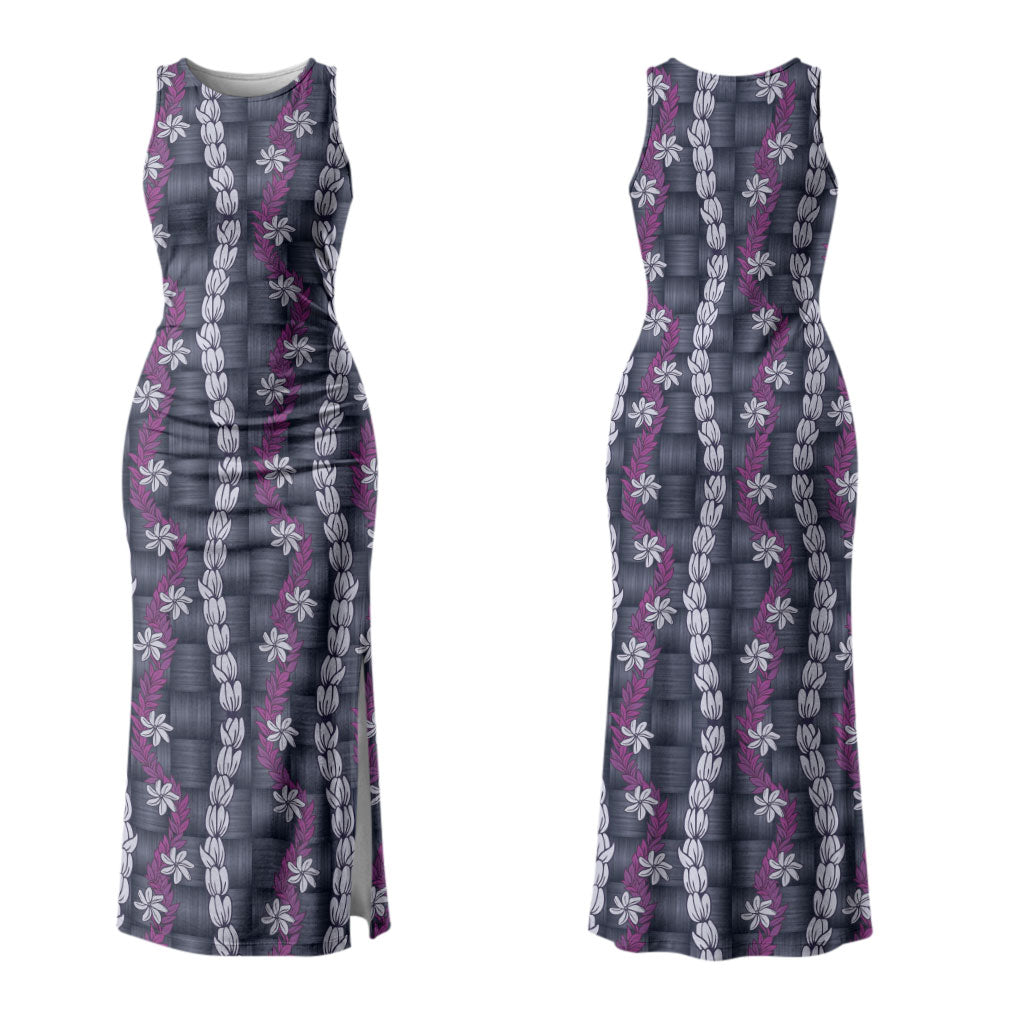 Pikake Maile Tiare Lei Couples Matching Tank Maxi Dress and Hawaiian Shirt Poni Lauhala Pattern LT01 - Polynesian Pride