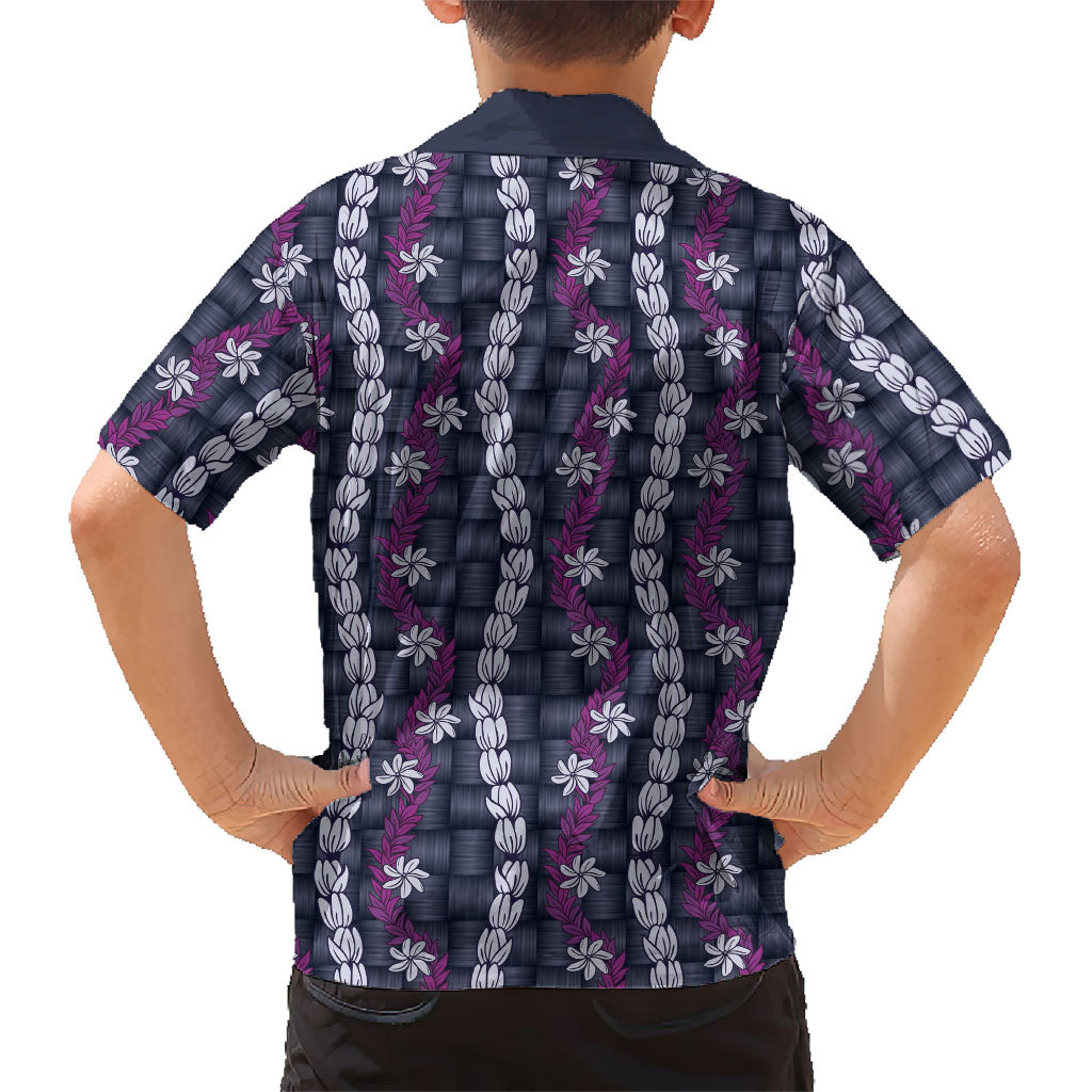 Pikake Maile Tiare Lei Family Matching Short Sleeve Bodycon Dress and Hawaiian Shirt Poni Lauhala Pattern