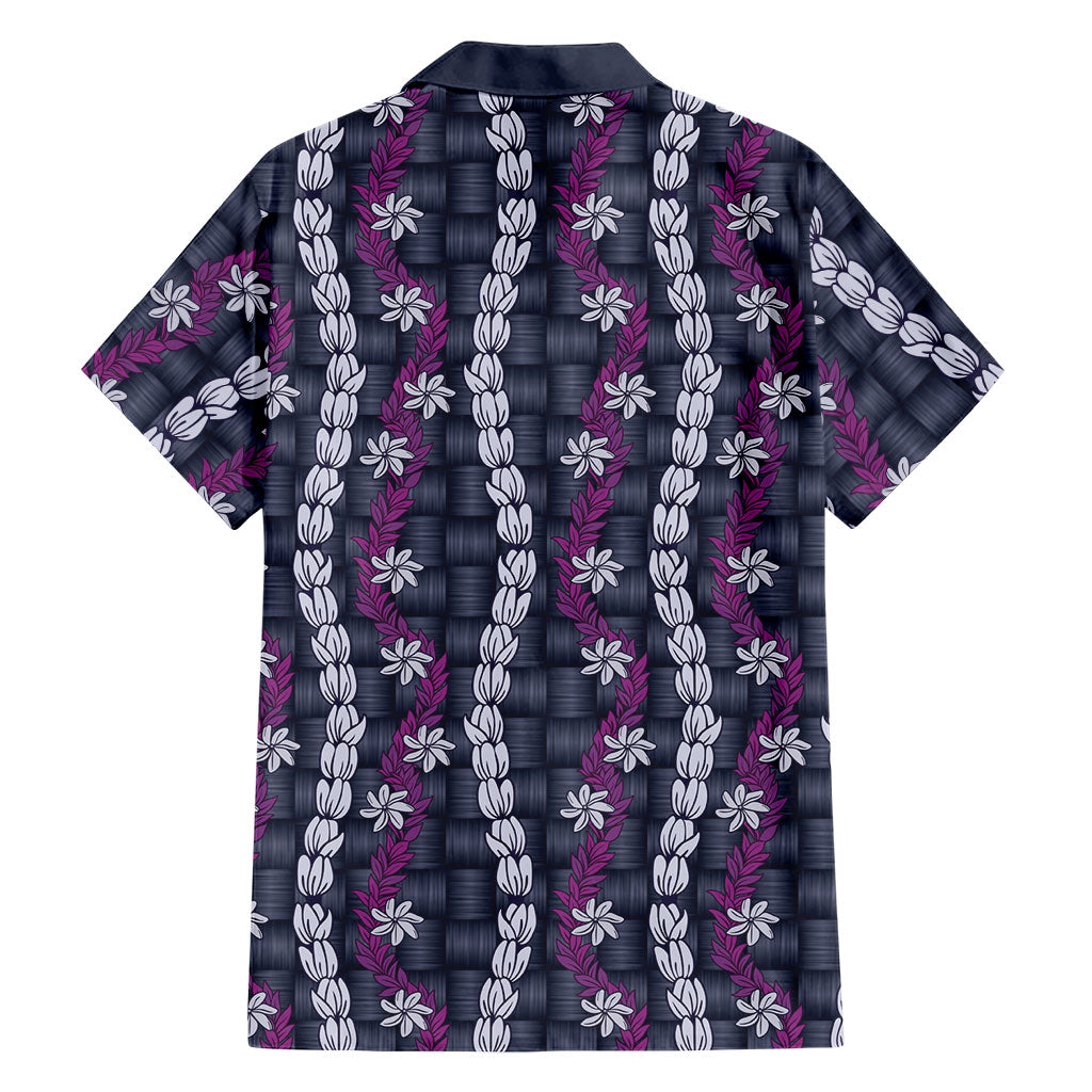 Pikake Maile Tiare Lei Family Matching Short Sleeve Bodycon Dress and Hawaiian Shirt Poni Lauhala Pattern