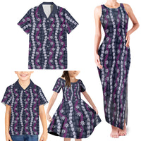 Pikake Maile Tiare Lei Family Matching Tank Maxi Dress and Hawaiian Shirt Poni Lauhala Pattern