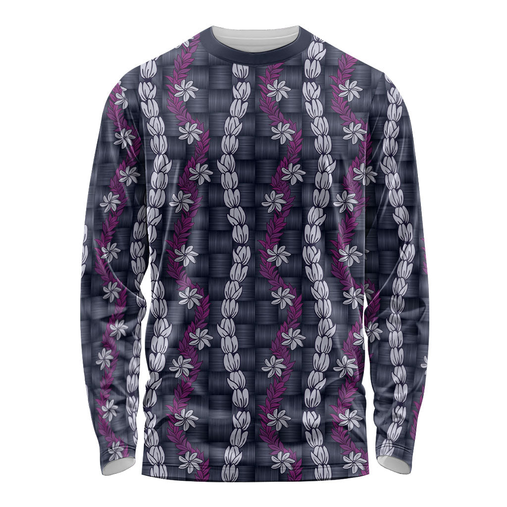 Pikake Maile Tiare Lei Long Sleeve Shirt Poni Lauhala Pattern