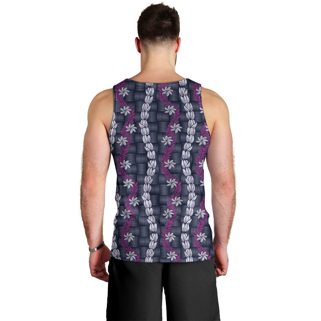 Pikake Maile Tiare Lei Men Tank Top Poni Lauhala Pattern