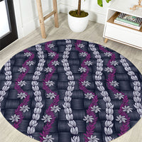 Pikake Maile Tiare Lei Round Carpet Poni Lauhala Pattern