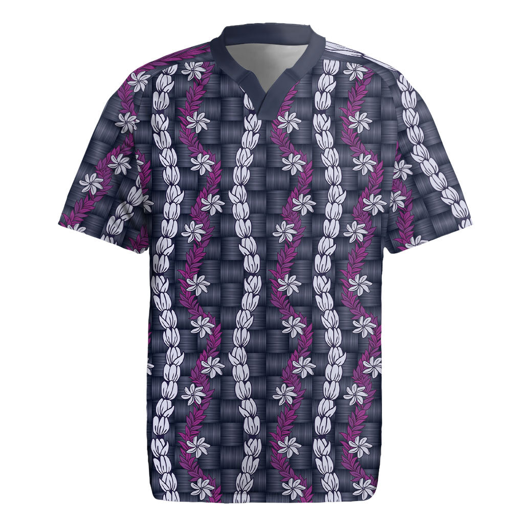 Pikake Maile Tiare Lei Rugby Jersey Poni Lauhala Pattern LT01 Purple - Polynesian Pride