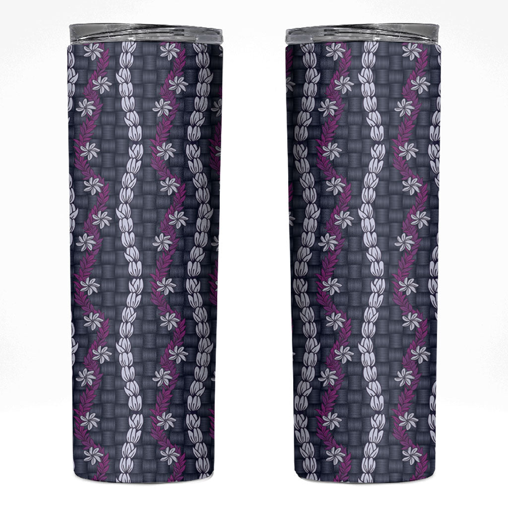 Pikake Maile Tiare Lei Skinny Tumbler Poni Lauhala Pattern
