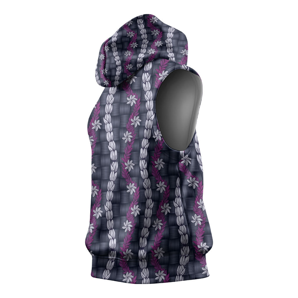 Pikake Maile Tiare Lei Sleeveless Hoodie Poni Lauhala Pattern