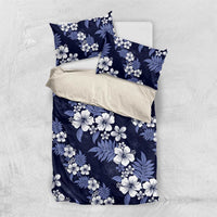 Hawaiian Hibiscus Tribal Floral Blue Bedding Set Polynesian Tapa Pattern - Polynesian Pride