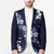 Hawaiian Hibiscus Tribal Floral Blue Blazer Polynesian Tapa Pattern - Polynesian Pride