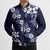 Hawaiian Hibiscus Tribal Floral Blue Bomber Puffer Jacket Polynesian Tapa Pattern - Polynesian Pride