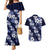 Hawaiian Hibiscus Tribal Floral Blue Couples Matching Mermaid Dress and Hawaiian Shirt Polynesian Tapa Pattern - Polynesian Pride