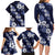 Hawaiian Hibiscus Tribal Floral Blue Family Matching Long Sleeve Bodycon Dress and Hawaiian Shirt Polynesian Tapa Pattern - Polynesian Pride