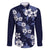 Hawaiian Hibiscus Tribal Floral Blue Family Matching Mermaid Dress and Hawaiian Shirt Polynesian Tapa Pattern - Polynesian Pride