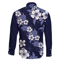 Hawaiian Hibiscus Tribal Floral Blue Family Matching Off Shoulder Short Dress and Hawaiian Shirt Polynesian Tapa Pattern LT01 - Polynesian Pride