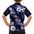 Hawaiian Hibiscus Tribal Floral Blue Family Matching Short Sleeve Bodycon Dress and Hawaiian Shirt Polynesian Tapa Pattern - Polynesian Pride