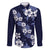 Hawaiian Hibiscus Tribal Floral Blue Family Matching Short Sleeve Bodycon Dress and Hawaiian Shirt Polynesian Tapa Pattern - Polynesian Pride