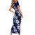 Hawaiian Hibiscus Tribal Floral Blue Family Matching Short Sleeve Bodycon Dress and Hawaiian Shirt Polynesian Tapa Pattern - Polynesian Pride