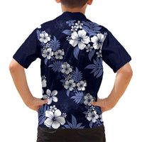 Hawaiian Hibiscus Tribal Floral Blue Family Matching Summer Maxi Dress and Hawaiian Shirt Polynesian Tapa Pattern LT01 - Polynesian Pride