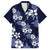 Hawaiian Hibiscus Tribal Floral Blue Family Matching Tank Maxi Dress and Hawaiian Shirt Polynesian Tapa Pattern - Polynesian Pride