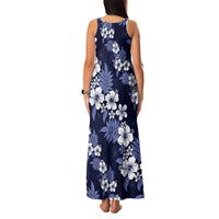 Hawaiian Hibiscus Tribal Floral Blue Family Matching Tank Maxi Dress and Hawaiian Shirt Polynesian Tapa Pattern - Polynesian Pride